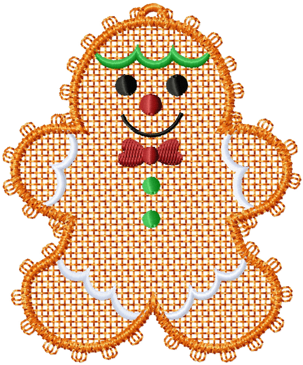 ITH Free standing lace Gingerbread man ornament machine embroidery design