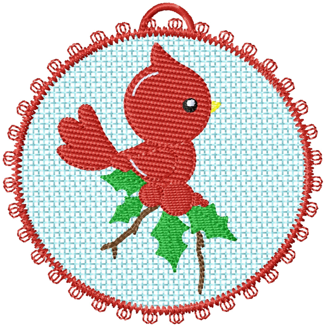ITH Free standing lace Red bird ornament machine embroidery design