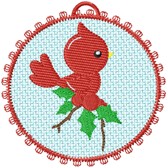 ITH Free standing lace Red bird ornament machine embroidery design