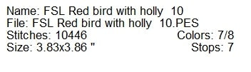 ITH Free standing lace Red bird ornament machine embroidery design