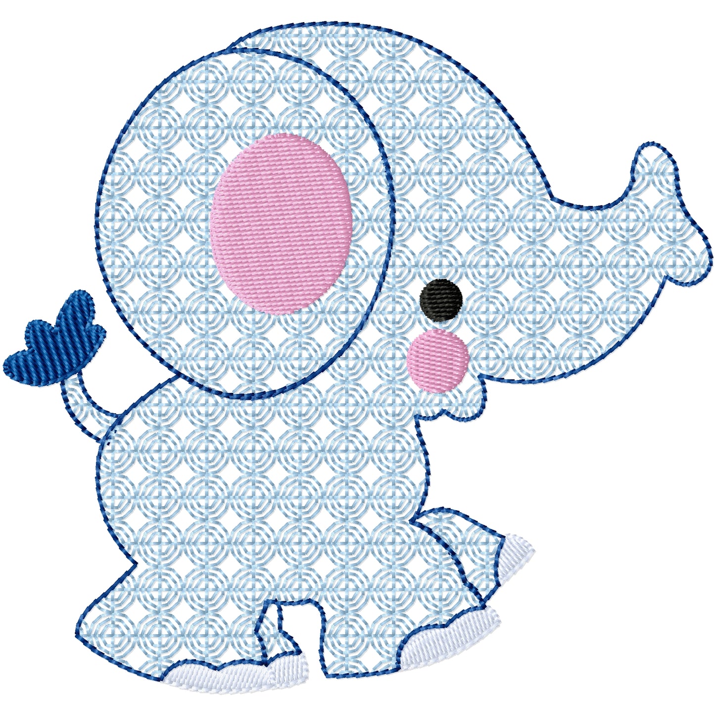 Fancy baby elephant machine embroidery design  2 sizes