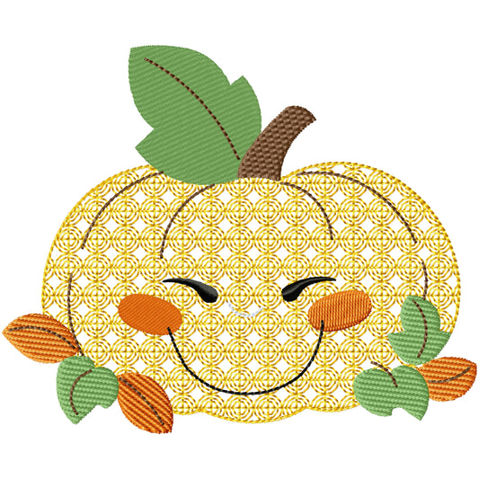 Fancy smiling pumpkin machine embroidery design 2 sizes