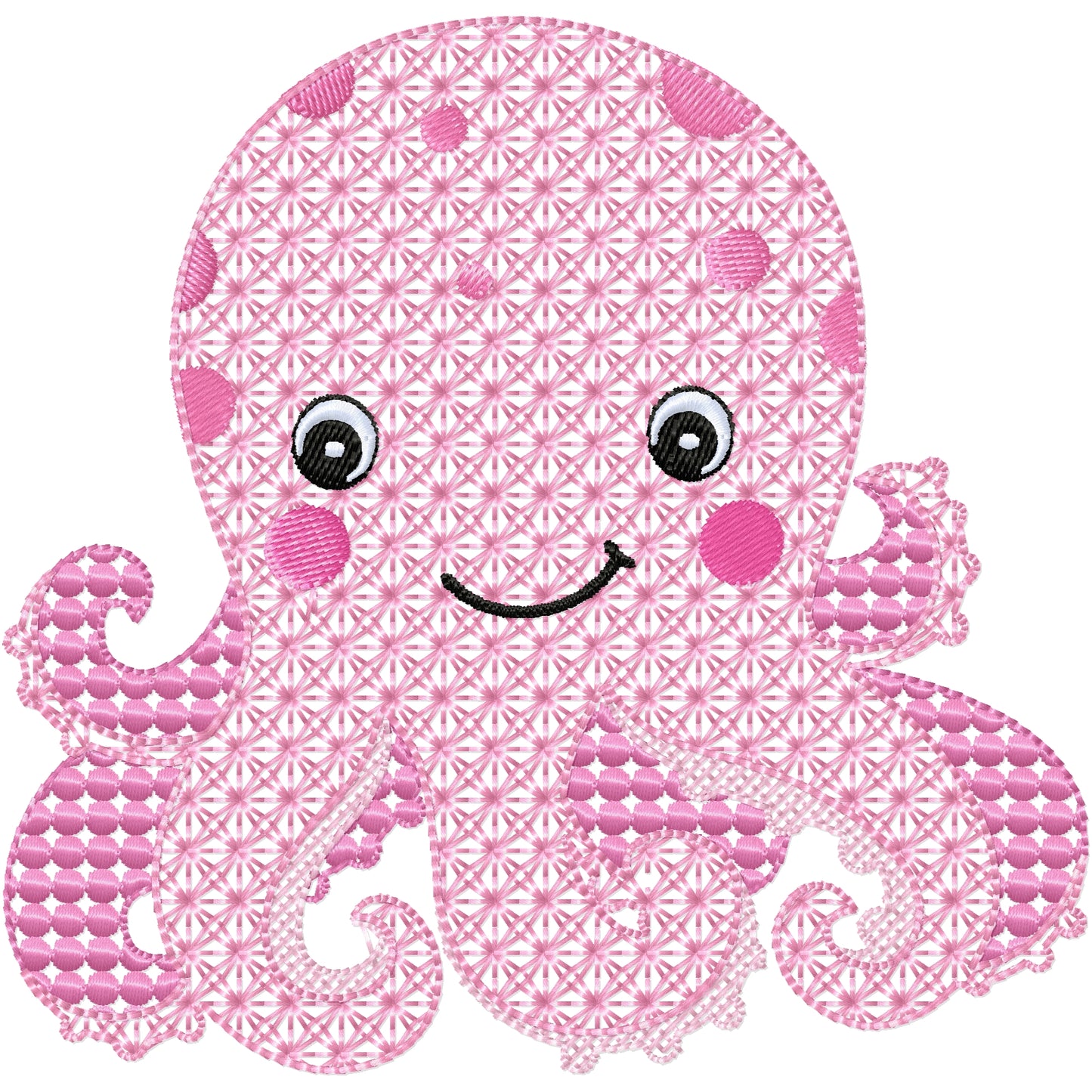 Fancy pink octopus machine embroidery design 2 sizes