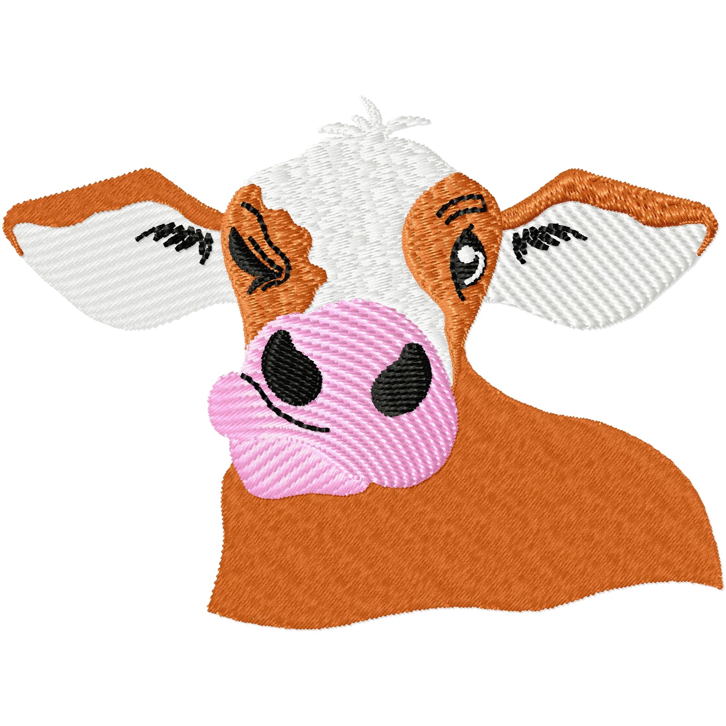 Fun face cow machine embroidery design 2 sizes