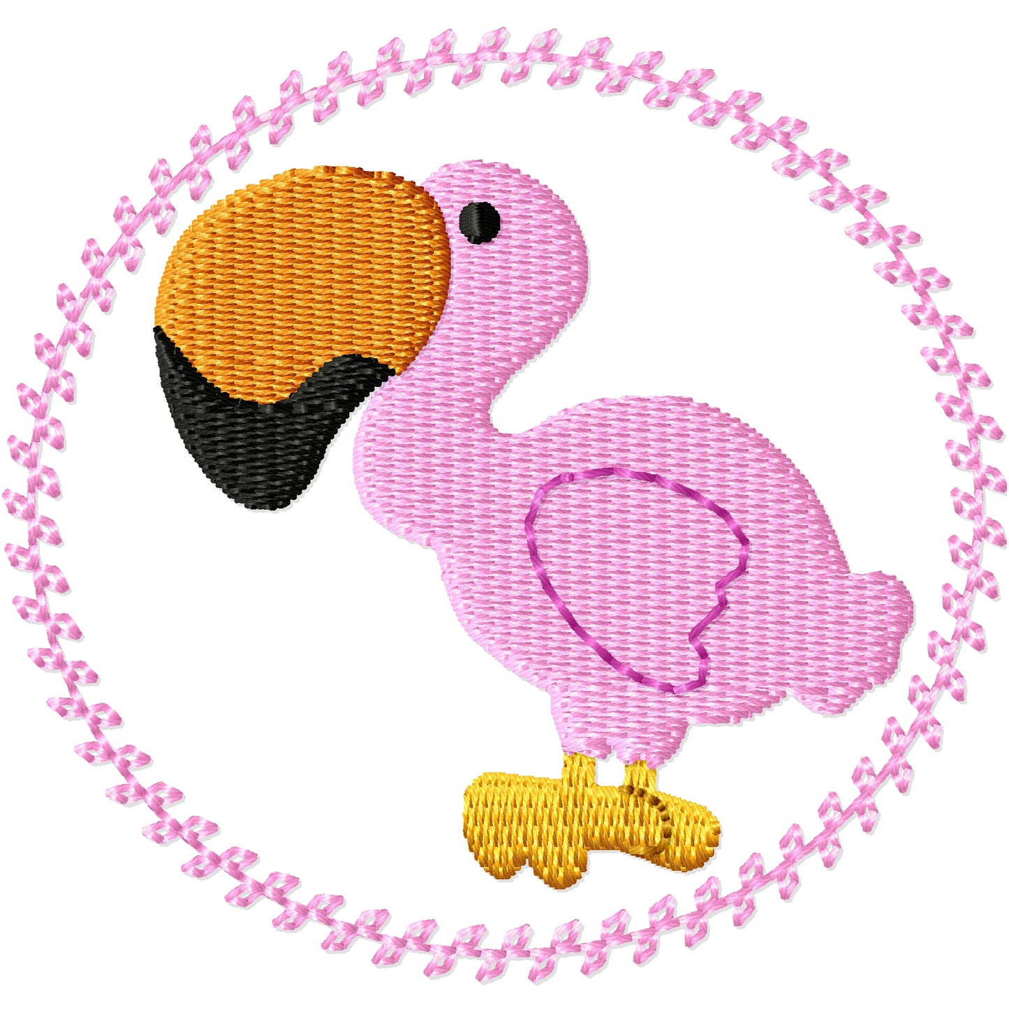 Funny flamingo clippie machine embroidery design