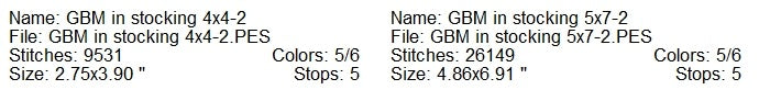 GBM in stocking machine embroidery design 2 sizes