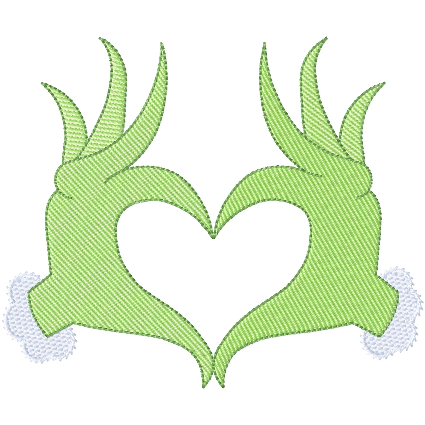Grinch heart hands machine embroidery design 3 sizes