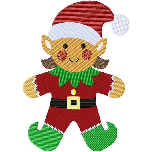 Gingerbread Elf 2 machine embroidery design 2 sizes