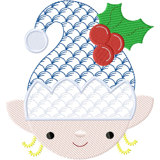 Girl Elf face machine embroidery design 3 sizes