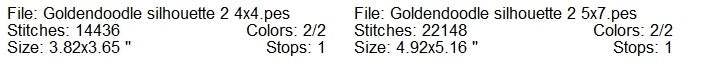 Golden doodle 2 machine embroidery design 2 sizes