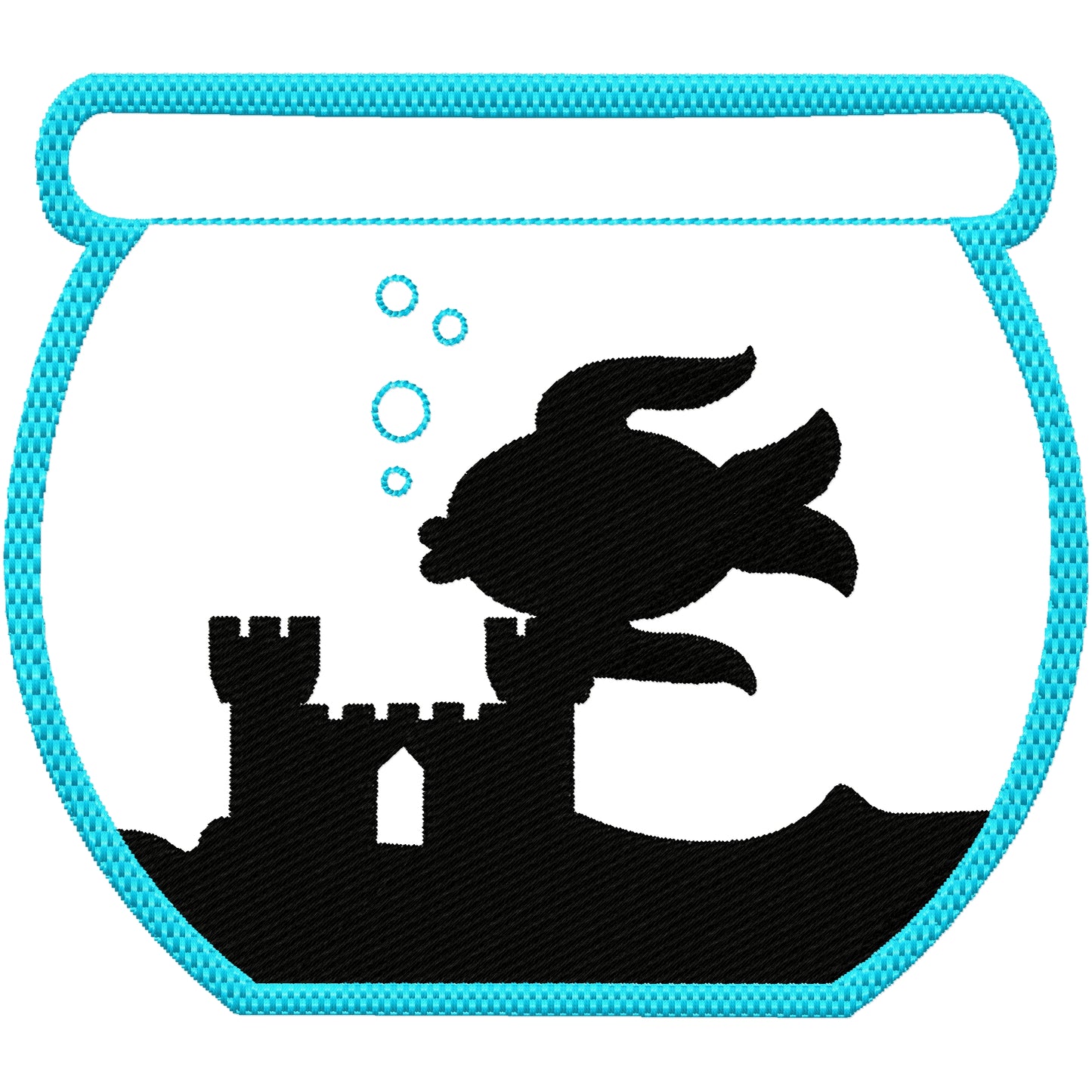 Goldfish and bowl silhouette machine embroidery design 2 sizes