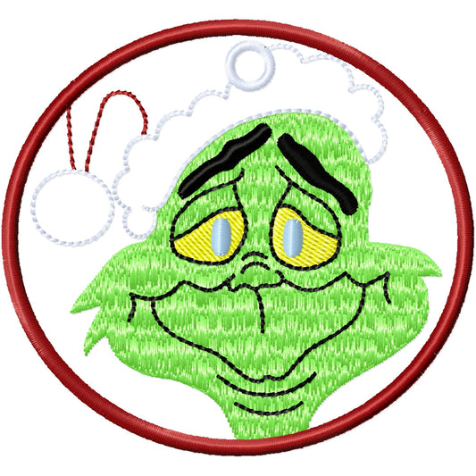 ITH Grinch 1 ornament machine embroidery design