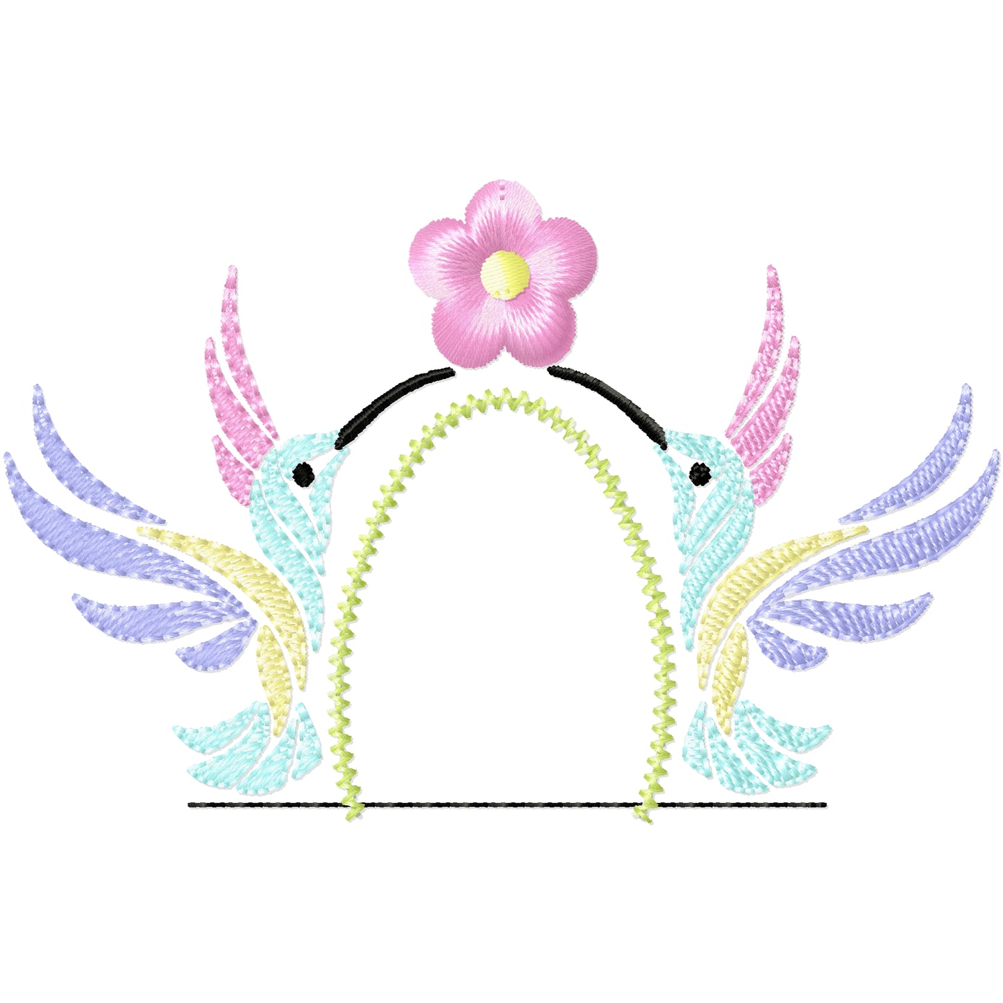 Hummingbirds side shirt machine embroidery design