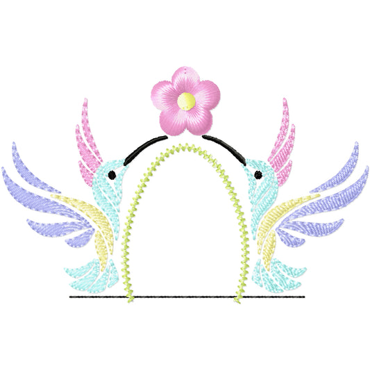 Hummingbirds side shirt machine embroidery design