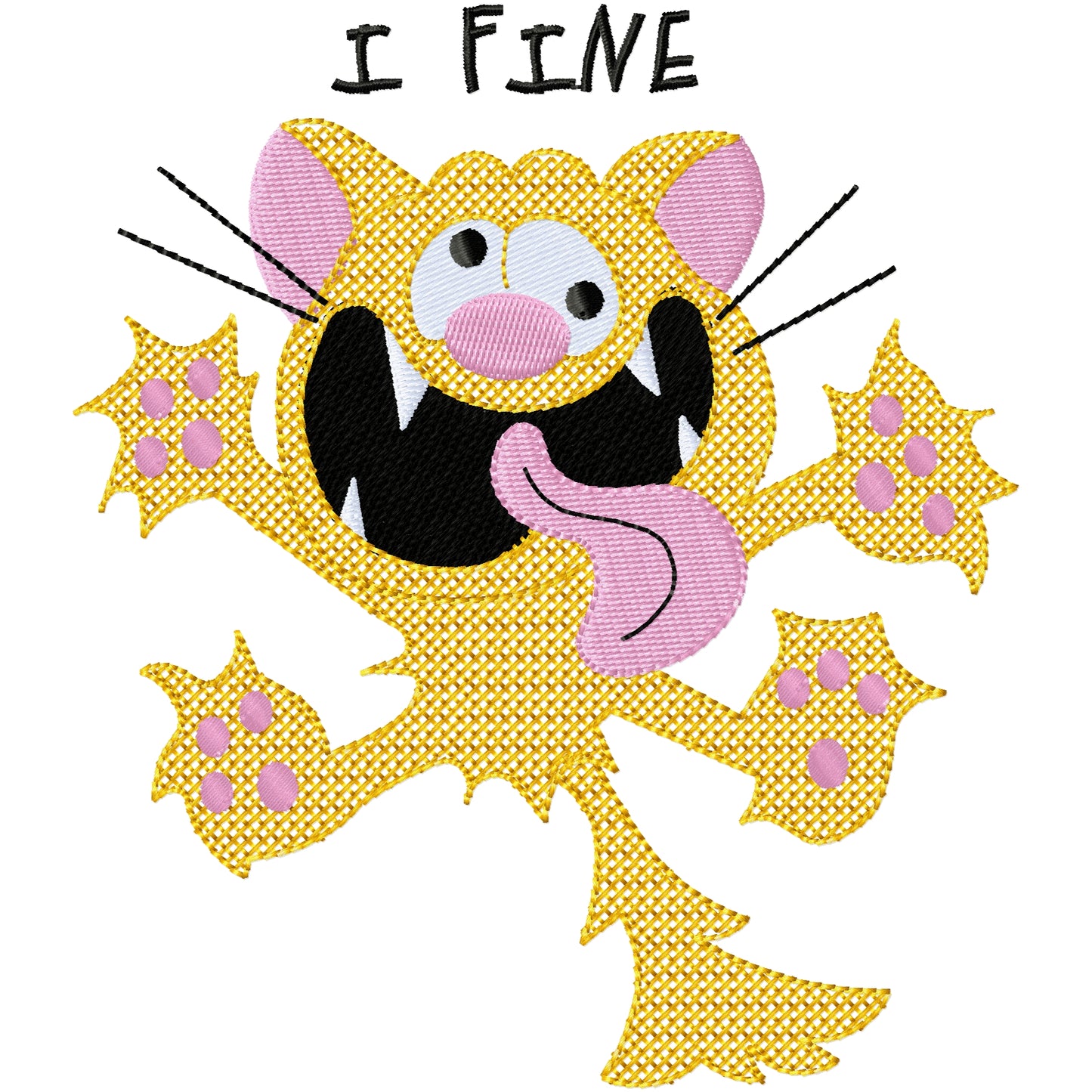 I Fine crazy cat machine embroidery design 2 sizes