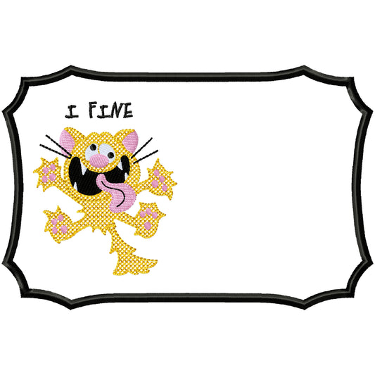 ITH Crazy cat I Fine machine embroidery mug rug with instructions