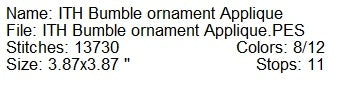 2025 ITH Bumble Christmas ornament applique design