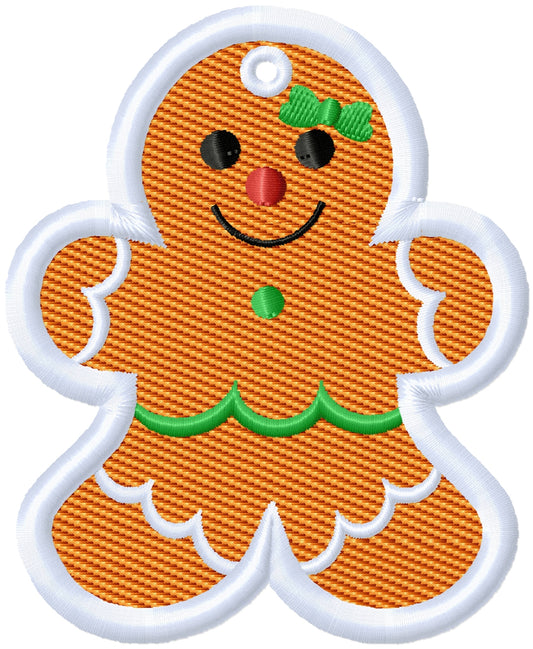 ITH 2025 Gingerbread girl machine embroidery Christmas ornament