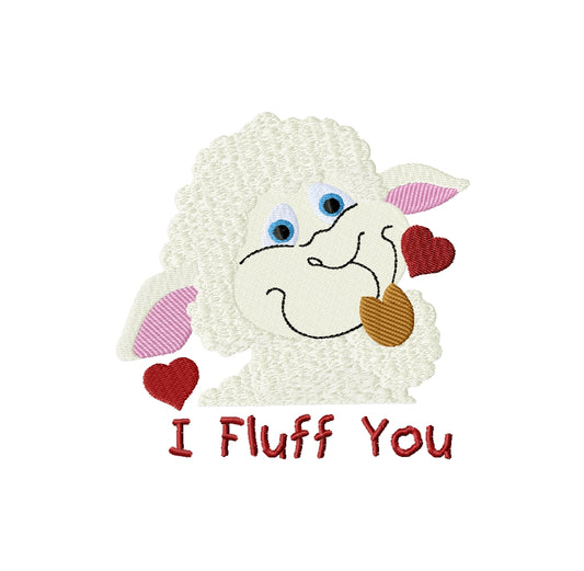 I fluff you lamb machine embroidery design 2 sizes