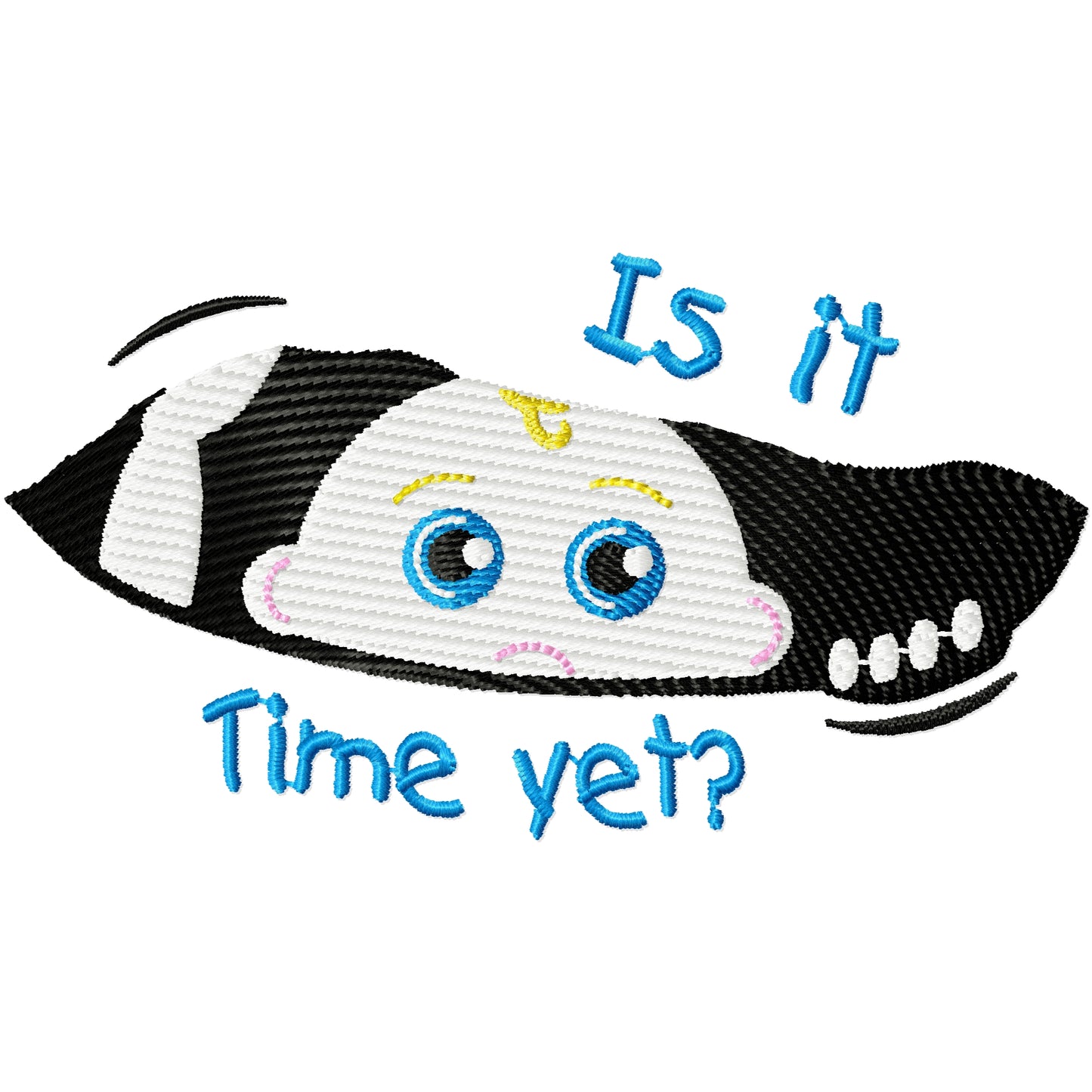 Is it time yet baby peeking waiting to be born machine embroidery design 2 sizes