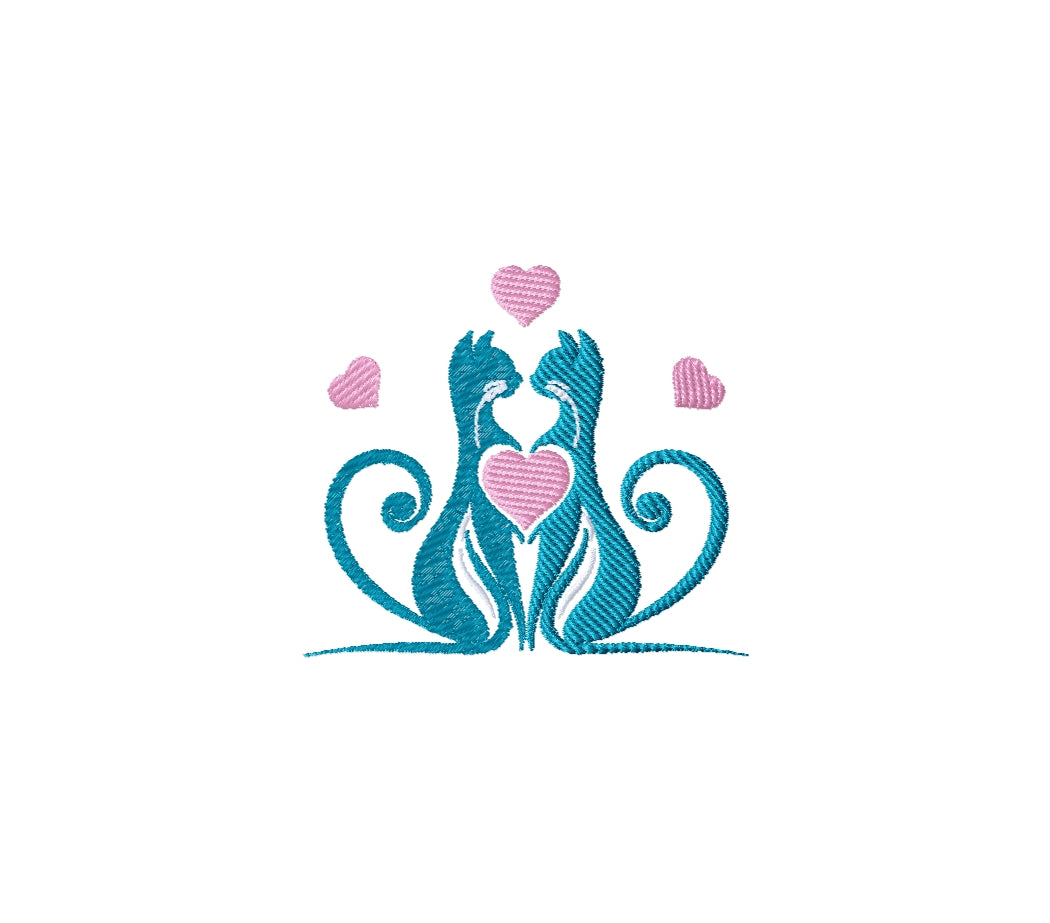 Love cats 2 machine embroidery design