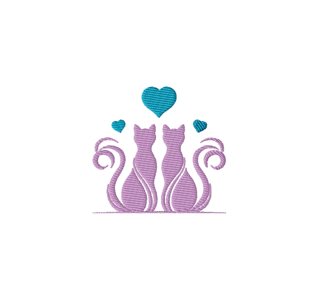 Love cats 3 machine embroidery design