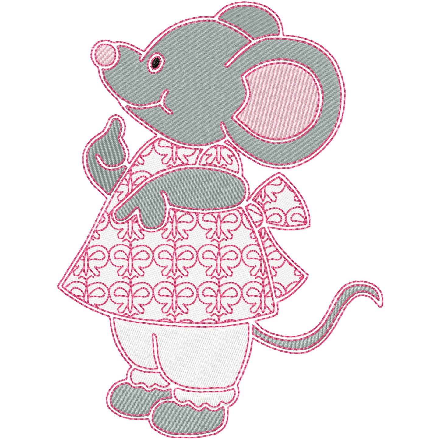 Maddison mouse machine embroidery design 2 sizes