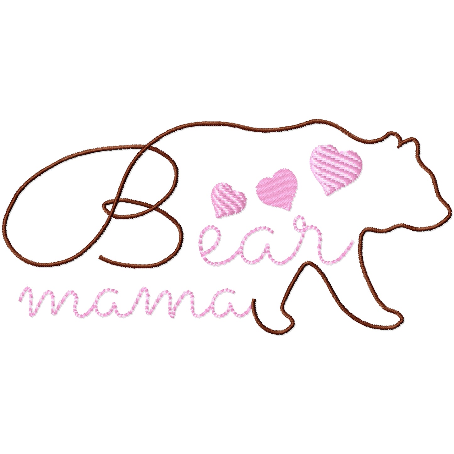Mama bear outline machine embroidery design 2 sizes