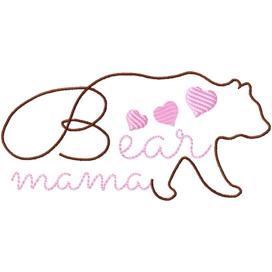 Mama bear outline machine embroidery design 2 sizes