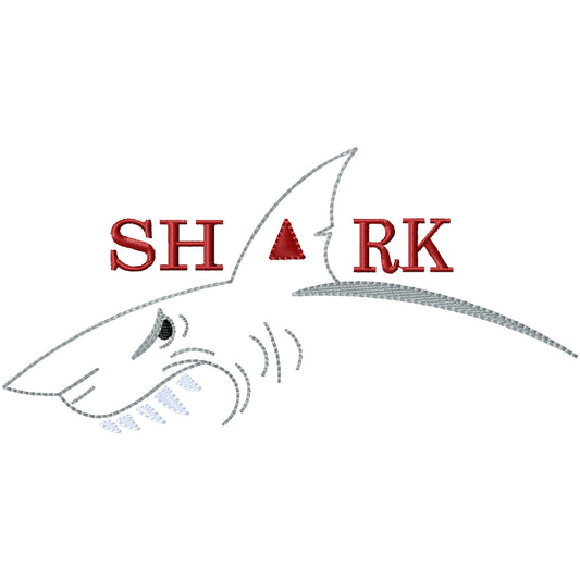 Mean shark machine embroidery design 2 sizes