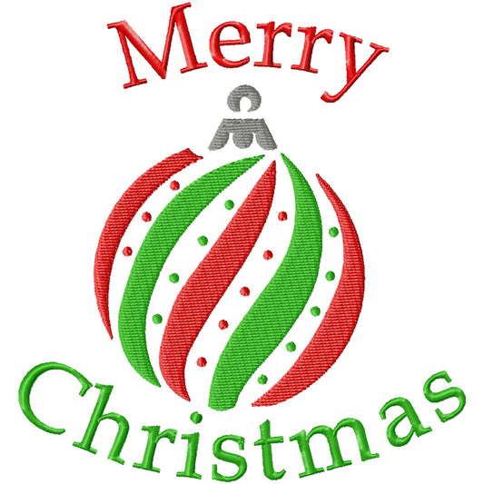Merry Christmas with ornament machine embroidery design 3 sizes