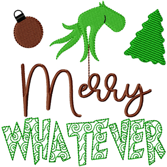 Merry whatever Grinch hand machine embroidery design 2 sizes
