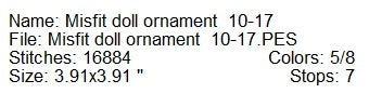 ITH 2025 Misfit doll Christmas ornament machine embroidery design