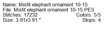 ITH 2025 Misfit elephant machine embroidery Christmas ornament