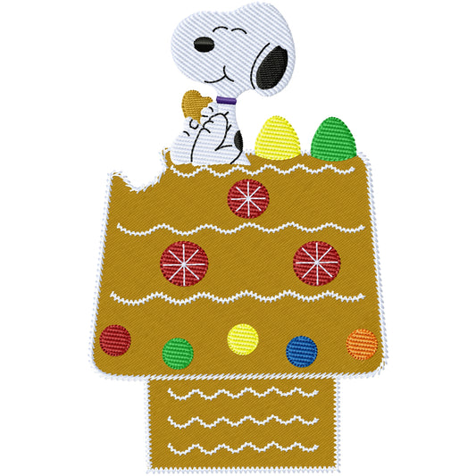 My gingerbread house Snoopy machine embroidery design 2 sizes