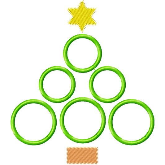New applique circle Xmas tree machine embroidery design