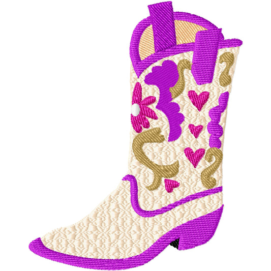 New cowgirl boot machine embroidery design
