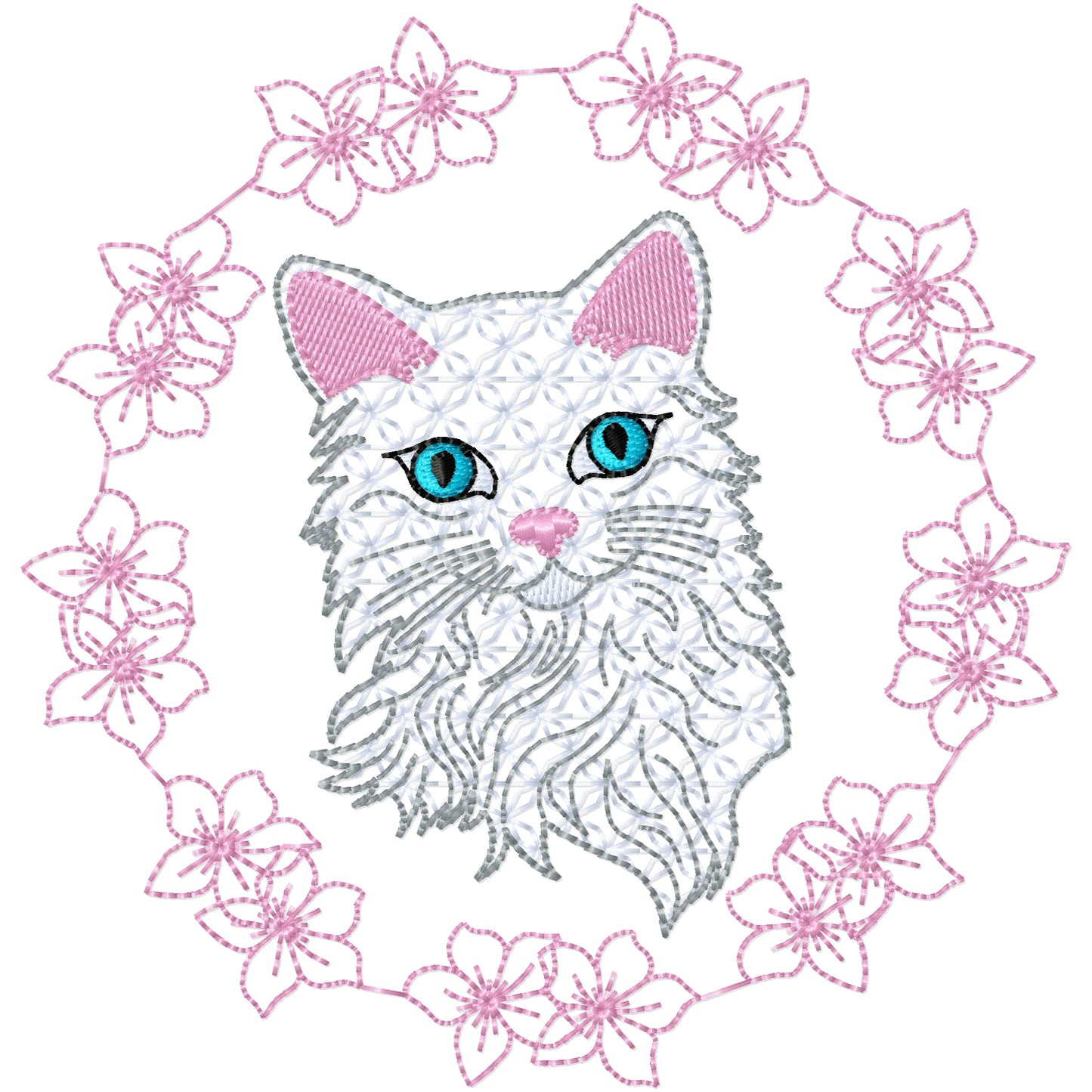 Fancy white cat with and without frame 2 sizes