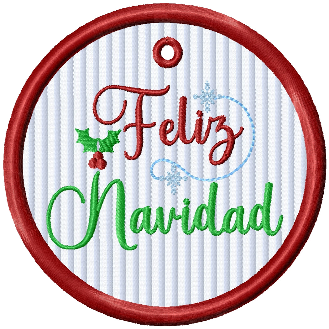 ITH 2025 Feliz Navidad Machine embroidery Christmas ornament