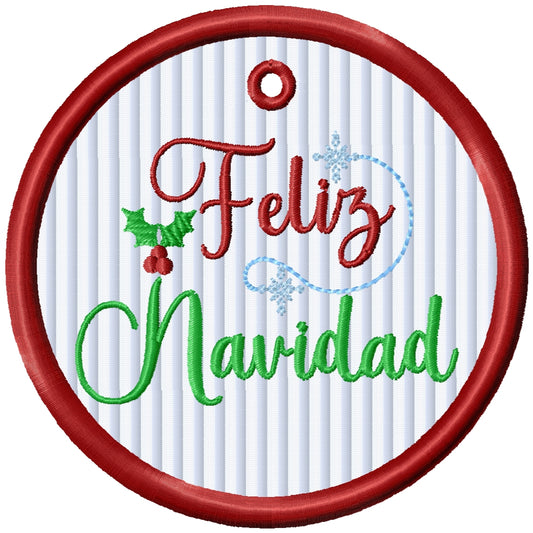 ITH 2025 Feliz Navidad Machine embroidery Christmas ornament