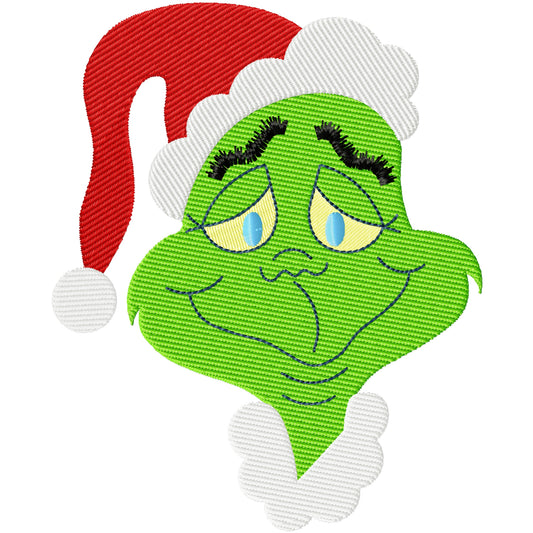 New Grinch face machine embroidery design 3 sizes