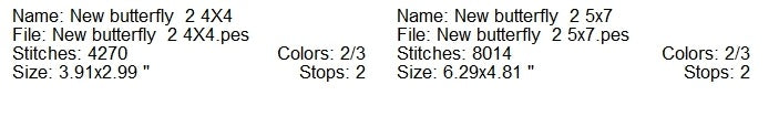 New butterfly 2 machine embroidery design  2 sizes