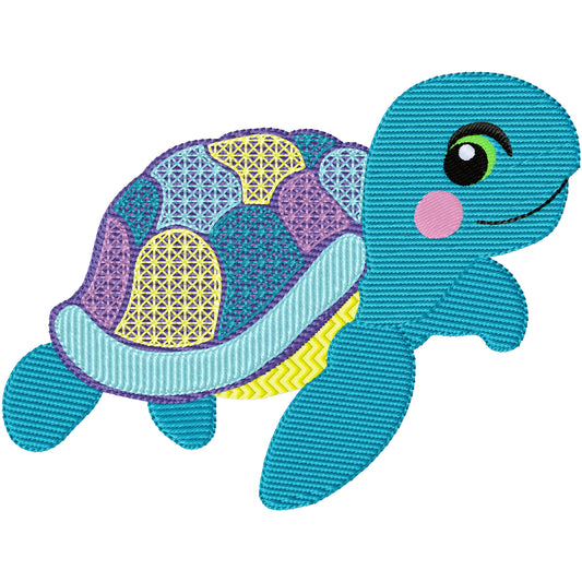 New cute turtle machine embroidery design 2 sizes