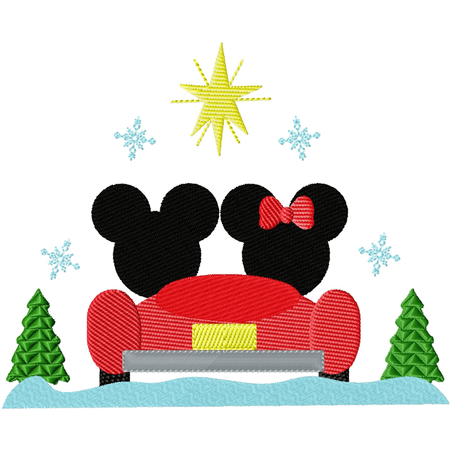 New Minnie and Mickey Christmas car machine embroidery design 2 sizes