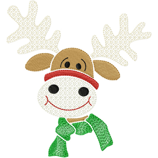 New reindeer face machine embroidery design