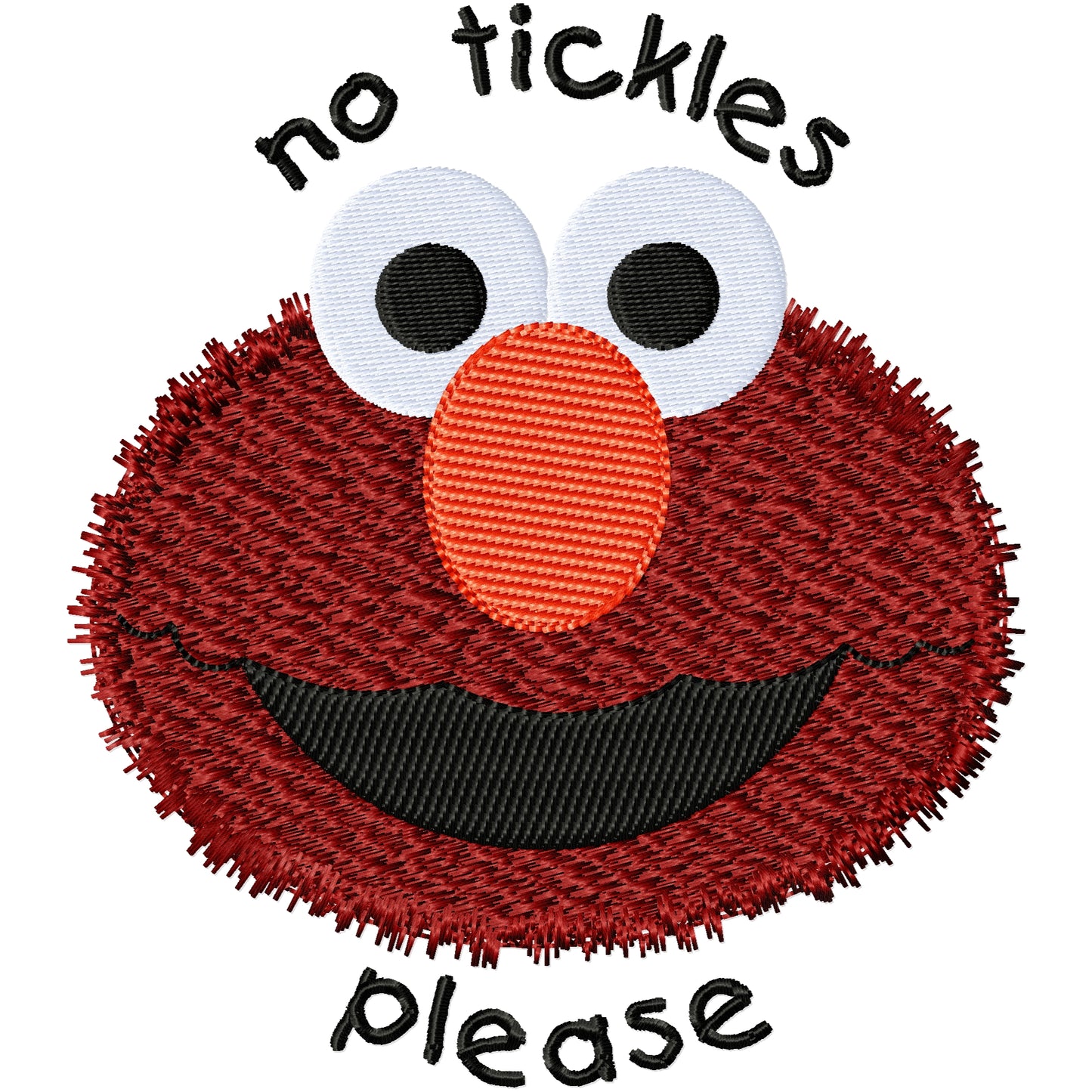 No tickles please Elmo textured fur machine embroidery design 2 sizes