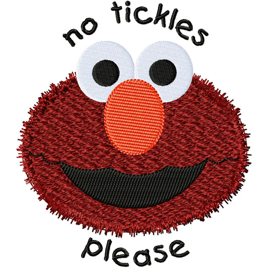 No tickles please Elmo textured fur machine embroidery design 2 sizes
