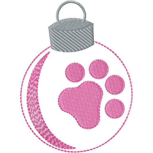Christmas Ornament with paw inside machine embroidery design