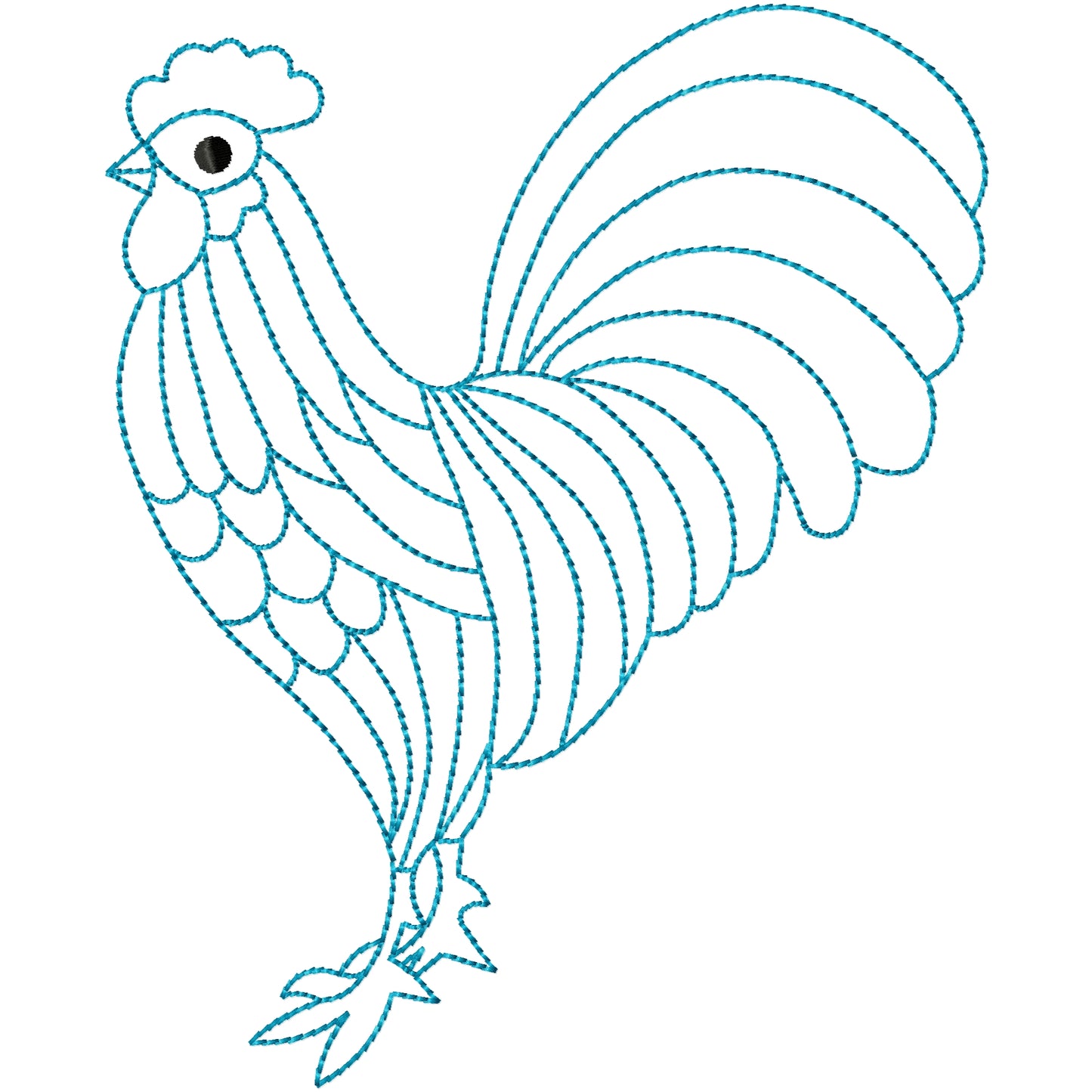 Outline rooster machine embroidery design 2 sizes