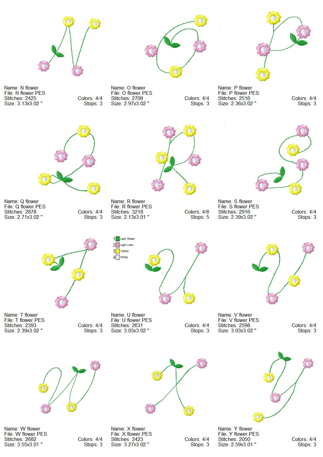 Floral font set machine embroidery designs